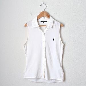 ralph lauren japan white sleeveless polo collared tank top